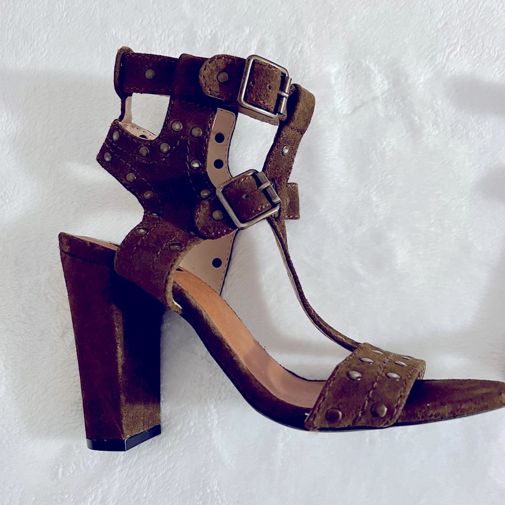 Suede army green sandals